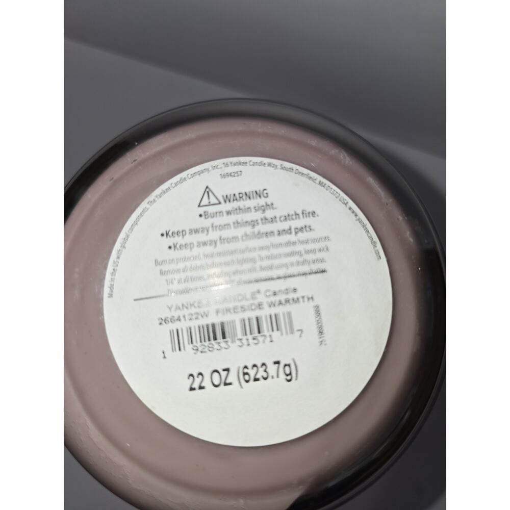 Yankee Candle FIRESIDE WARMTH 22 oz Single Wick Large Jar Candle DISCOUNTINUED - Picture 3 of 3